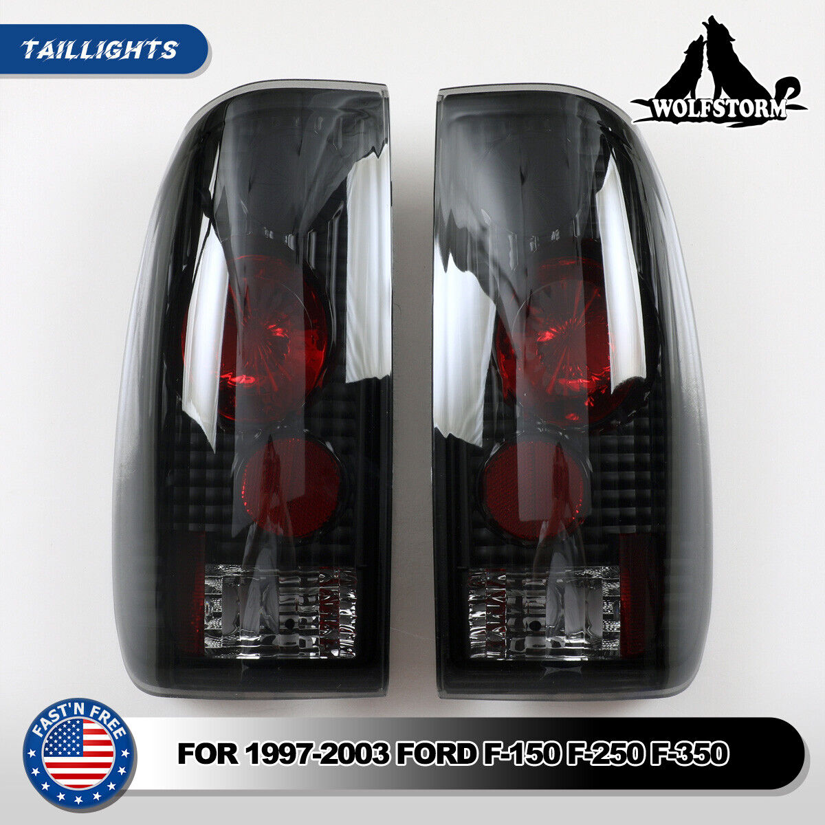Tail Lights for 97-03 Ford F150/99-07 F250 F350 Super Duty Rear Lamp Black Smoke