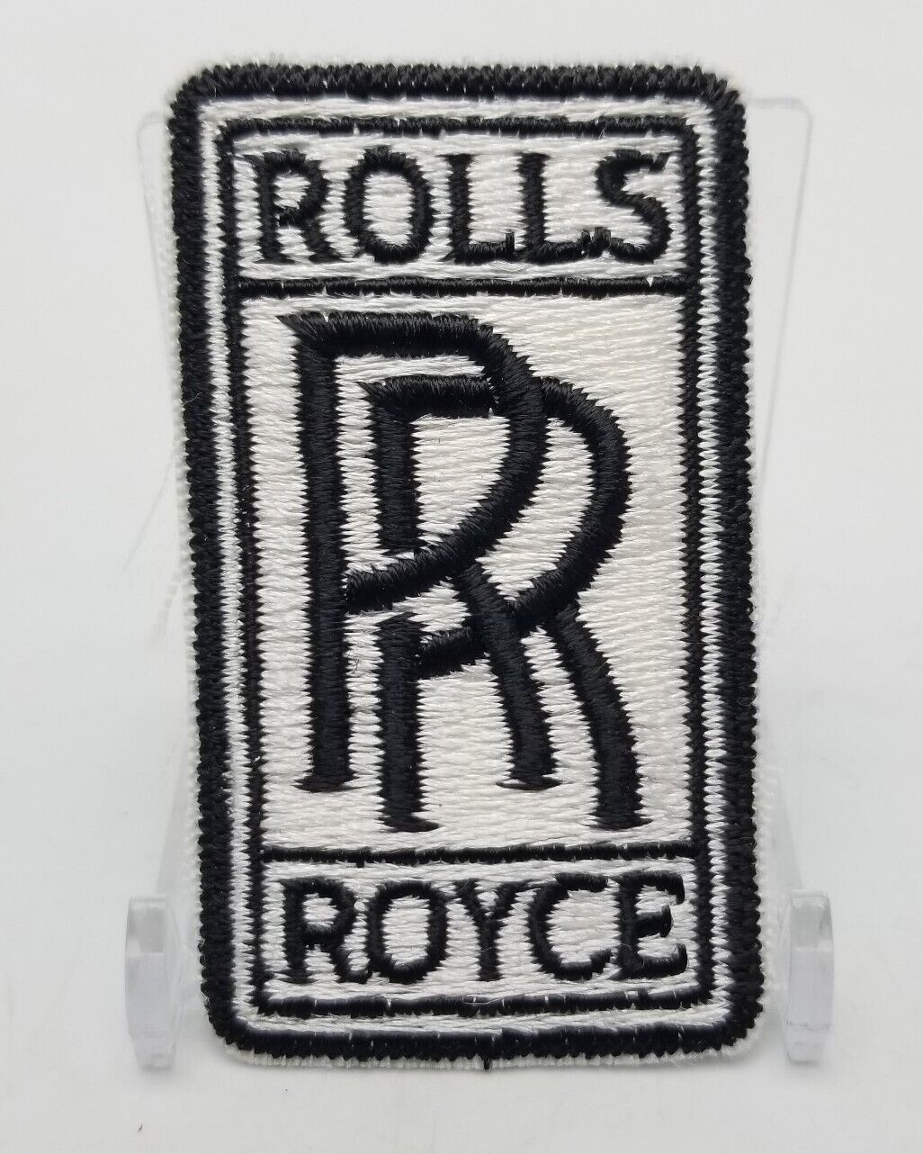 Rolls Royce Black Silver Logo Patch Iron Sew On Vintage Style Retro Jacket Hat