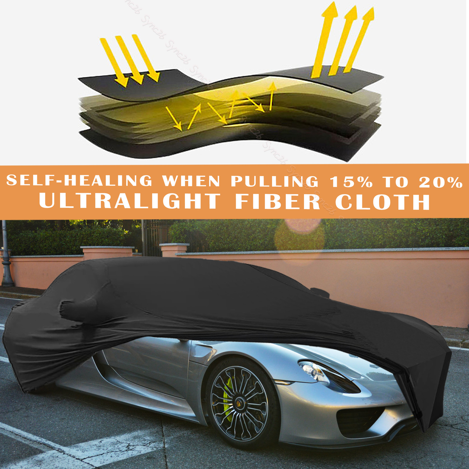For Porsche 918 Indoor Black Dustproof Stain Stretch Full Car Cover