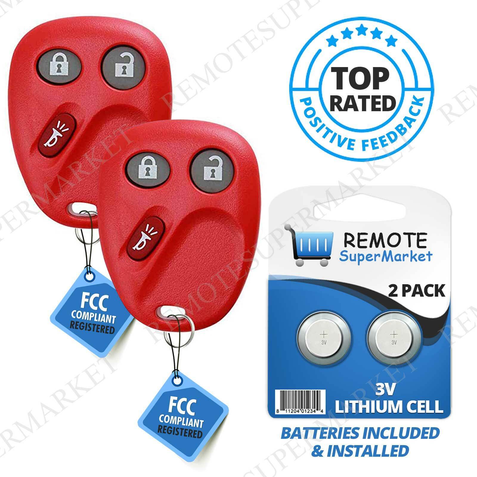 Replacement for 2003 2004 2005 2006 Cadillac Escalade ESV EXT Remote (2) Red