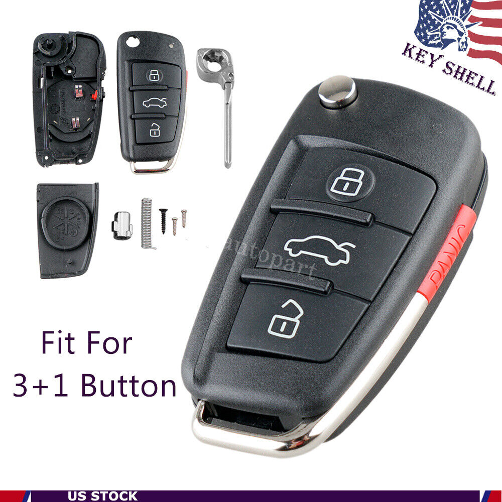 For Audi A2 A3 A4 A6 A6L A8 TT Q7 Flip Remote Car Key Fob Shell Case 3+1 Buttons