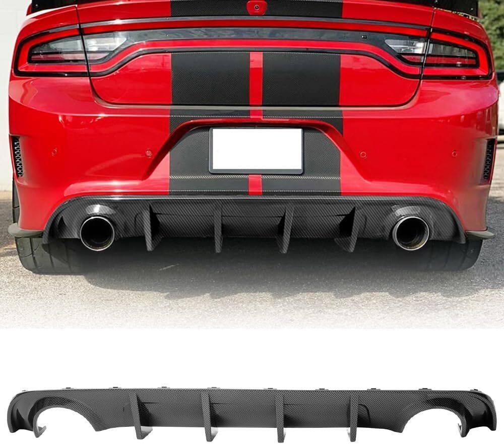 Rear Bumper Lip Diffuser Fits for 2015-23 Dodge Charger Base SXT RT SE Carbon