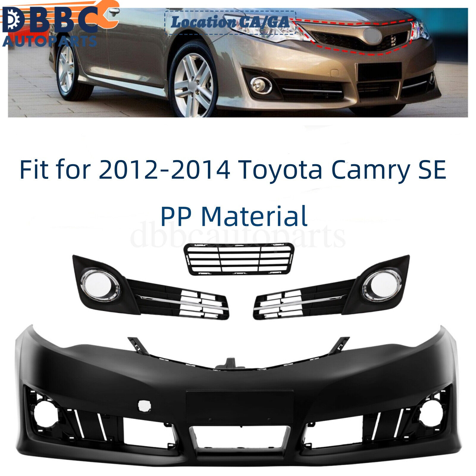For 2012 2013 2014 Toyota Camry SE / SE Sport Front Bumper Cover  &Front Grille