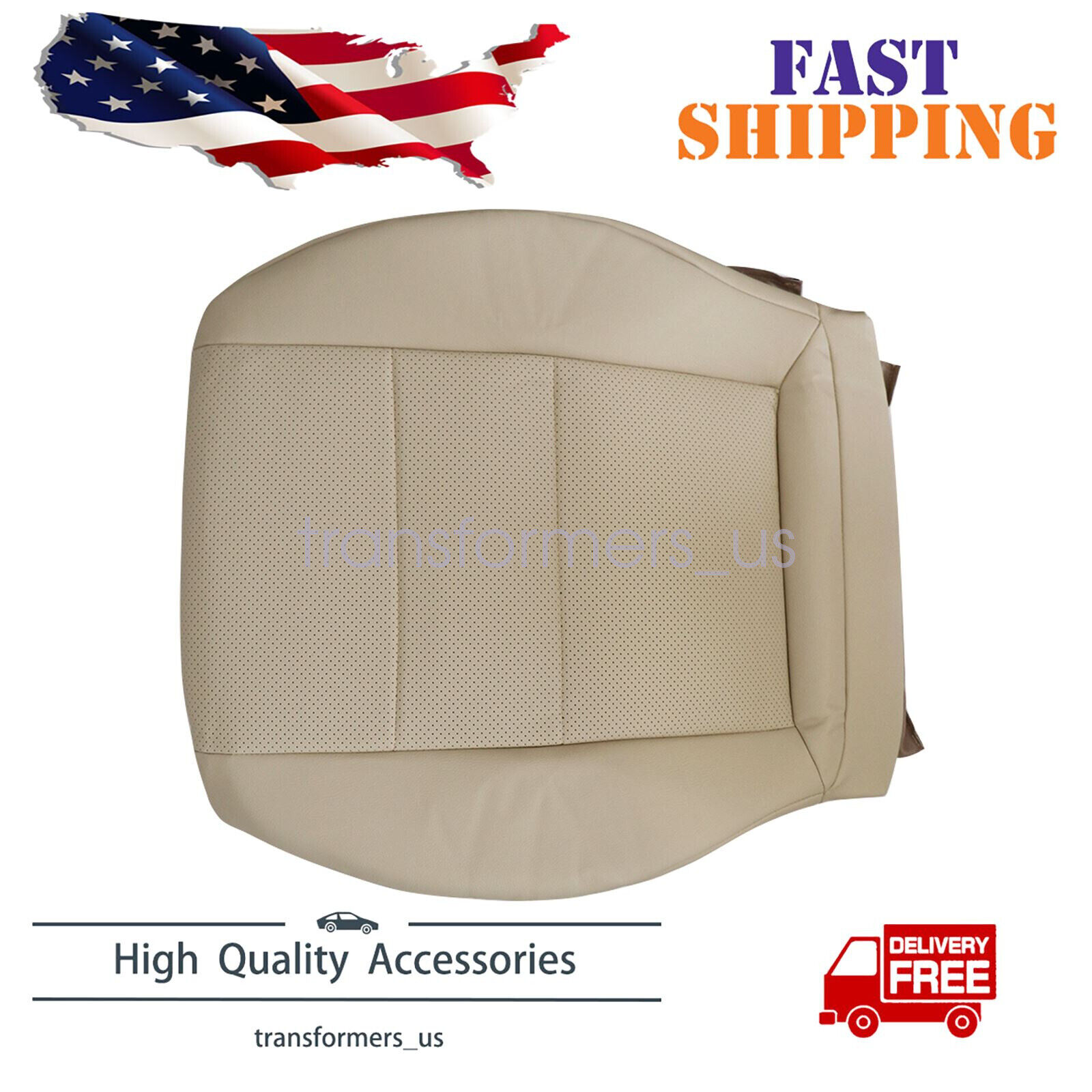 For 2008-2014 Mercedes Benz C250 C300 C350 Driver Bottom Leather Seat Cover Tan