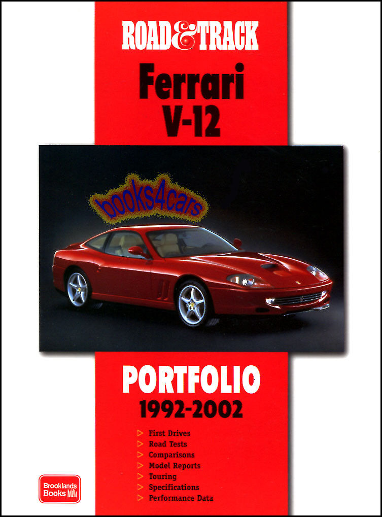FERRARI V12 BOOK PORTFOLIO ROAD & TRACK BROOKLANDS V-12 F50 456 550 512 575