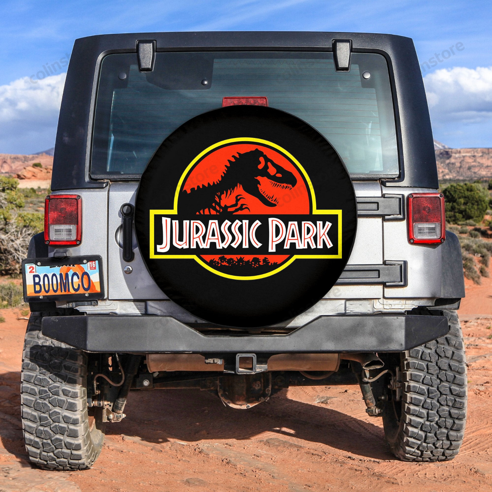Jurassic Park Printed Leather Spare Tire Cover