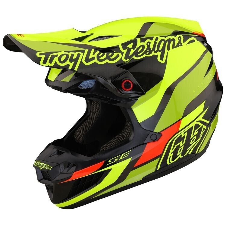 Open Box Troy Lee Adult SE5 Carbon Bike Helmet W/MIPS Omega Black/Flo Yellow - L