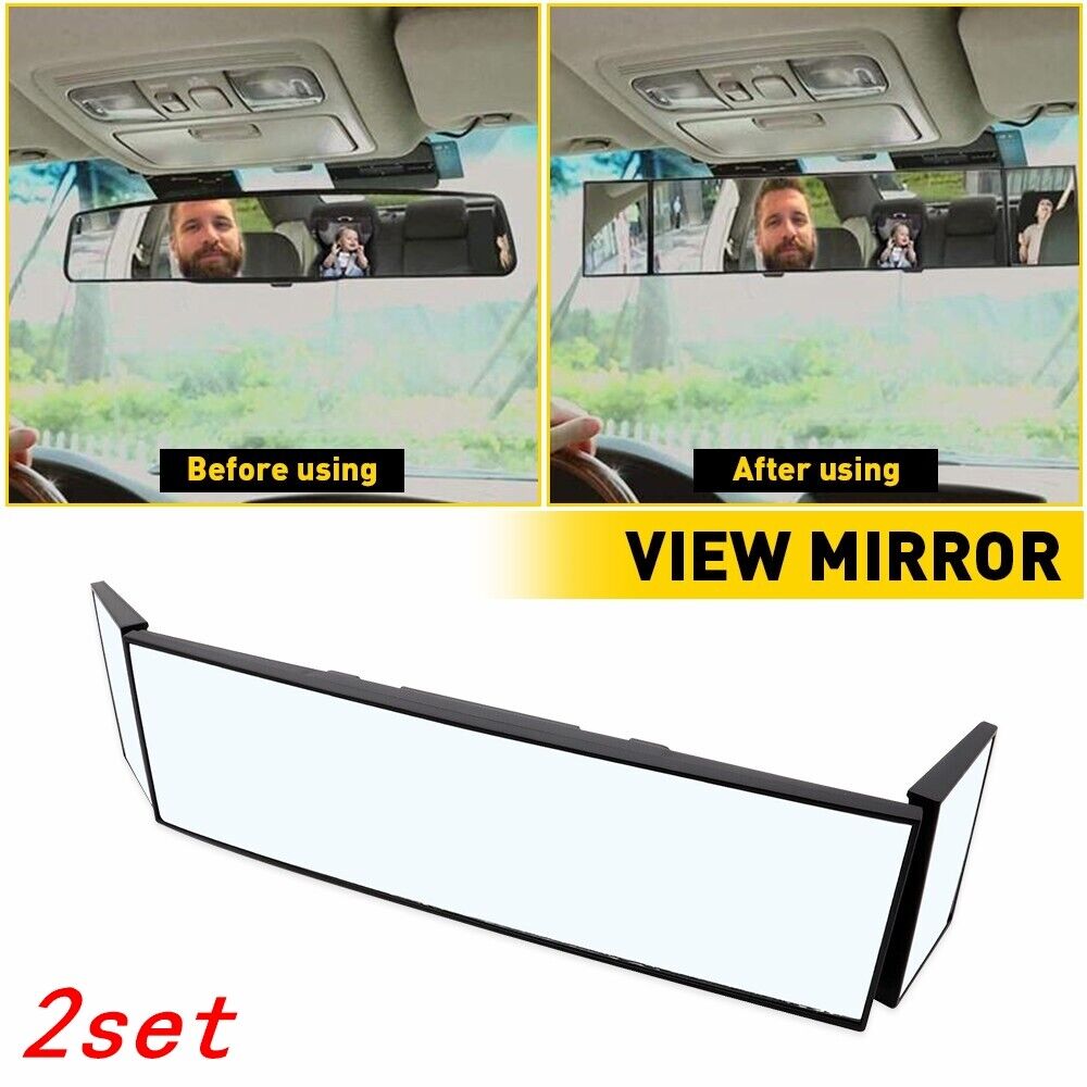 2set Universal Car Vision Large Interior Rear View Mirror Wide Angle Blindspot