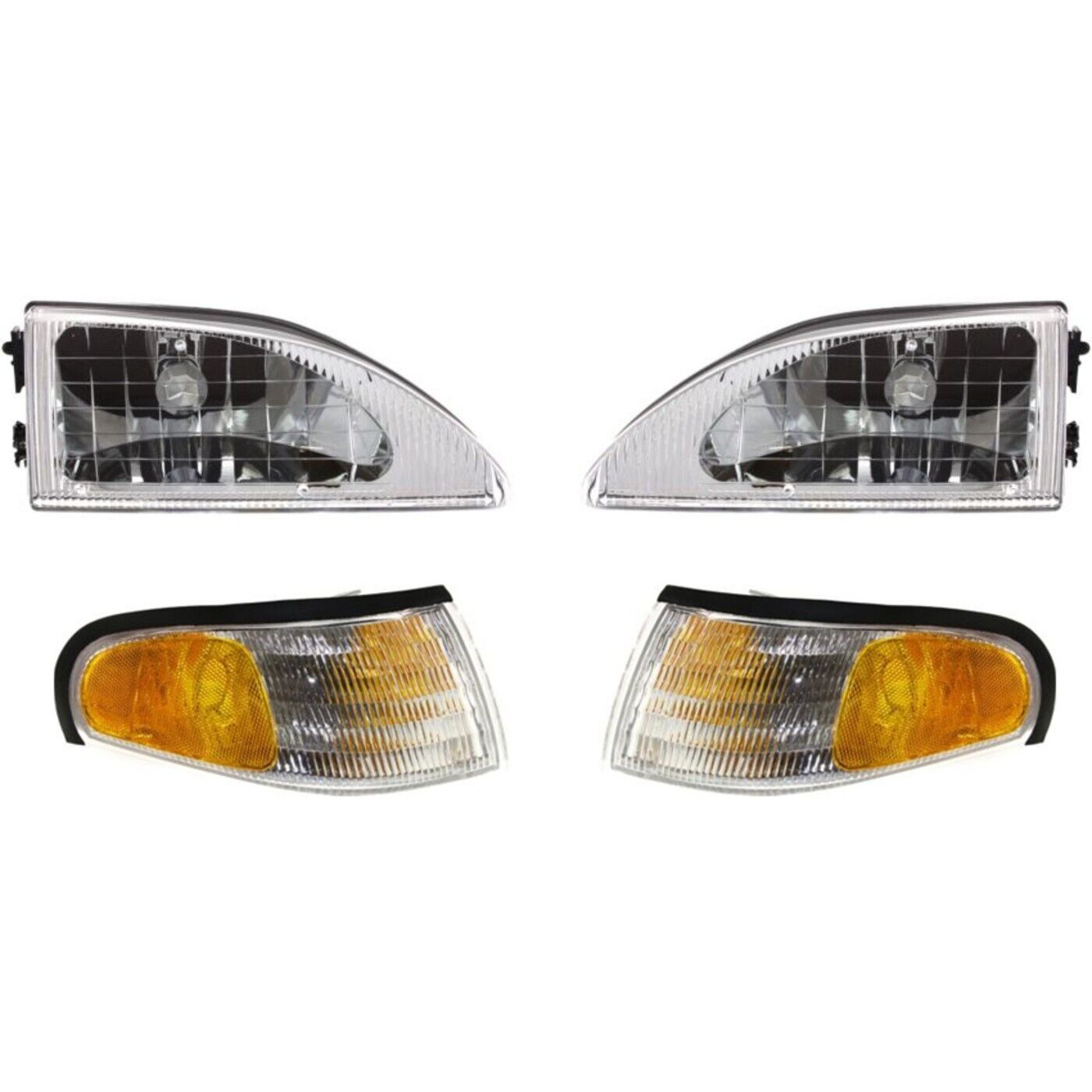 Headlight Kit For 1994-1998 Ford Mustang Left and Right With Corner Lights