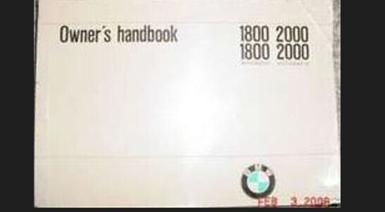 1971 BMW 1800 & 2000 Sedan Owner Operator Manual User Guide
