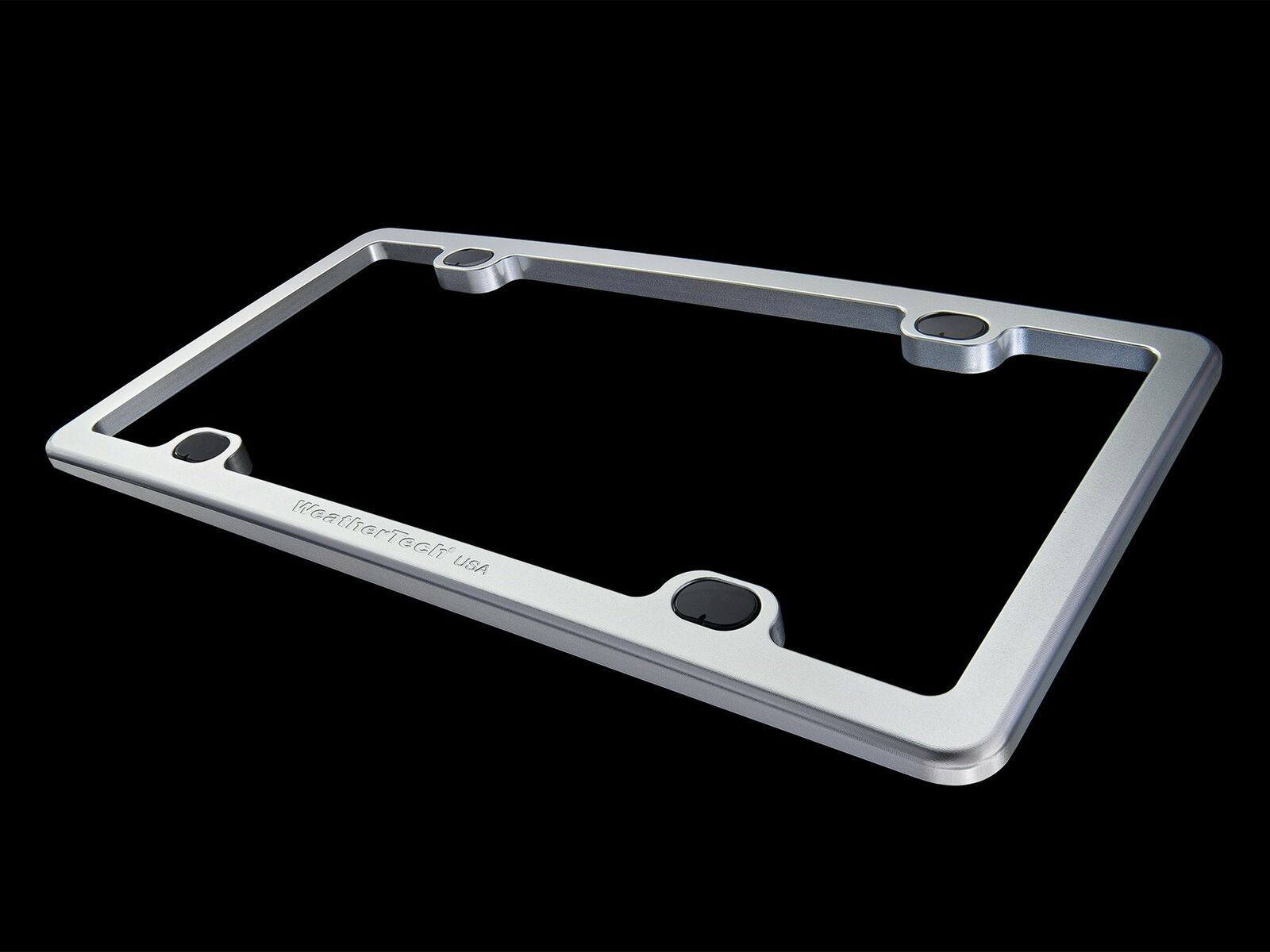 WeatherTech Billet Aluminum License Plate Frame For Cars - Clear Bright Silver