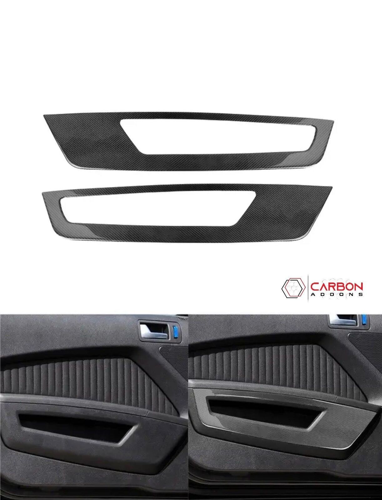 [2pcs] Real Carbon Fiber Front Door Panel Trim Overlay For Ford Mustang 2010-201