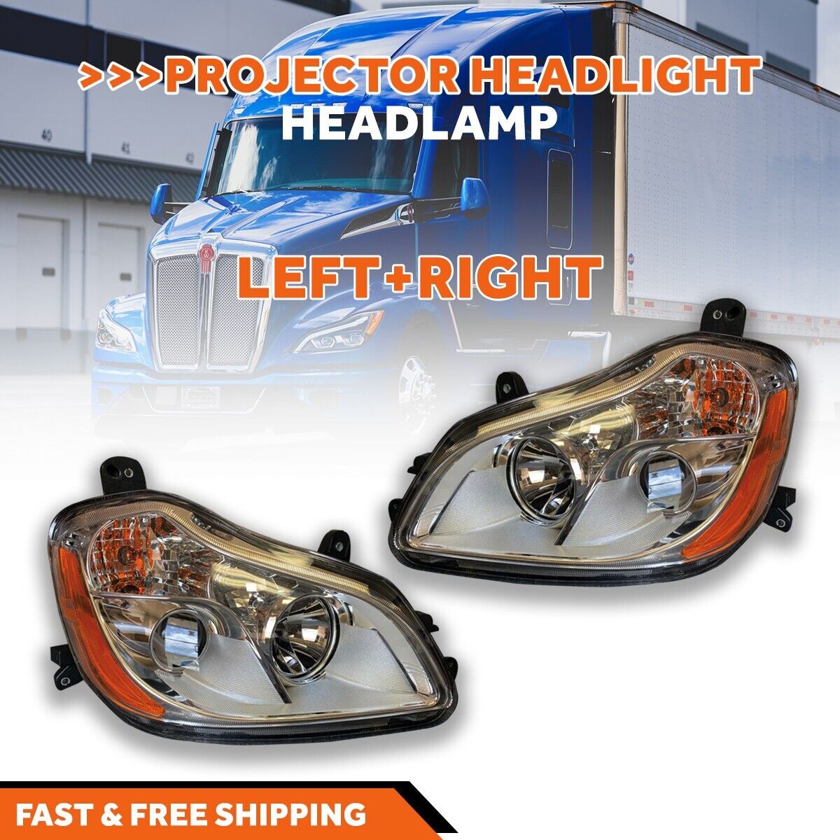 Kenworth T680 Projector Headlight Assembly With Position Right Left Pair 2010 19