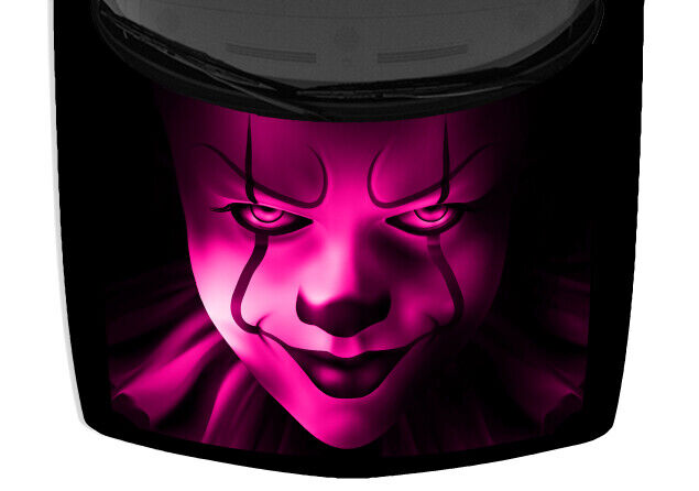 Scary Pink Black Evil Clown Grin Car Truck Vinyl Hood Wrap Decal Graphic 58x65