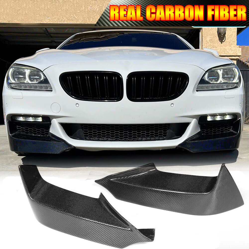 For BMW 650i F06 F12 F13 M-Sport 12UP REAL CARBON Front Bumper Lip Splitter Fins