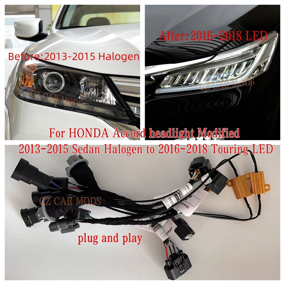 Adapter Wire For 13-15 HONDA Accord headlight Modified from Halogen to 16-18 LED
