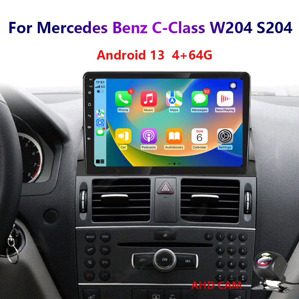 4-64G Android13 For Mercedes Benz C-Class W204 S204 Carplay Car Stereo Radio GPS