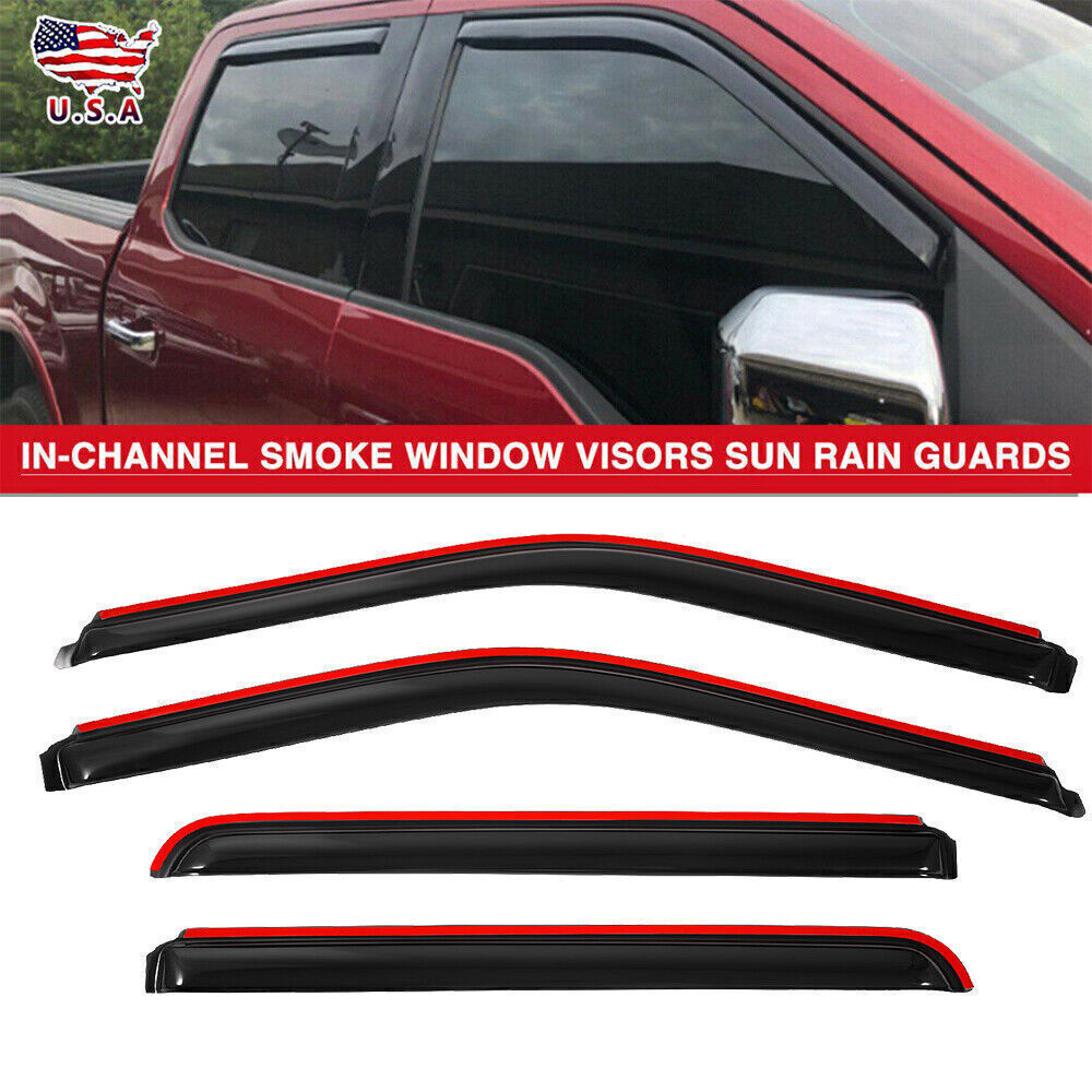 For 17-22 FORD F250 F350 Crew Cab SMOKE In-Channel Window Door Visor Rain-Guards