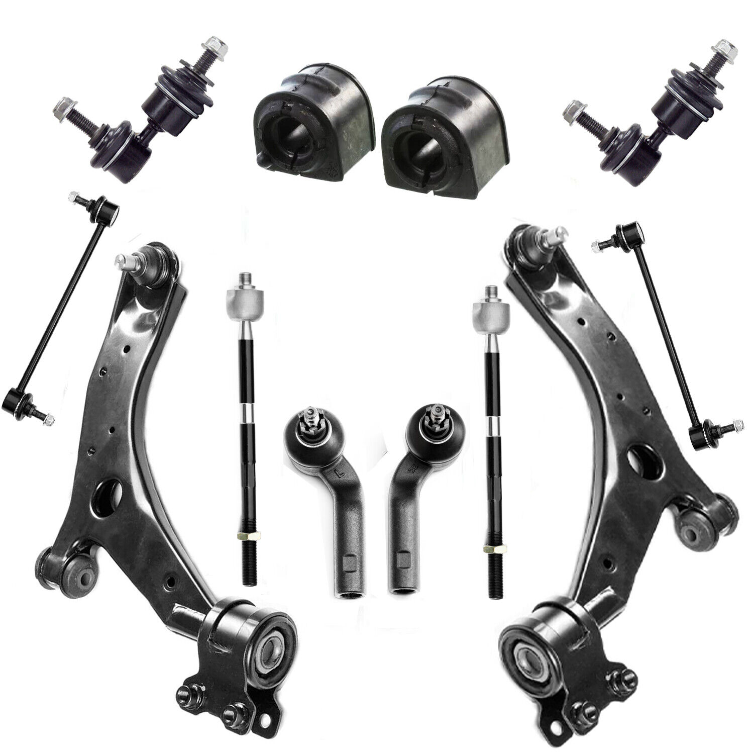 12PC Front Lower Control Arm Suspension Kit Fits 2004-09 Mazda 3 2012-15 Mazda 5