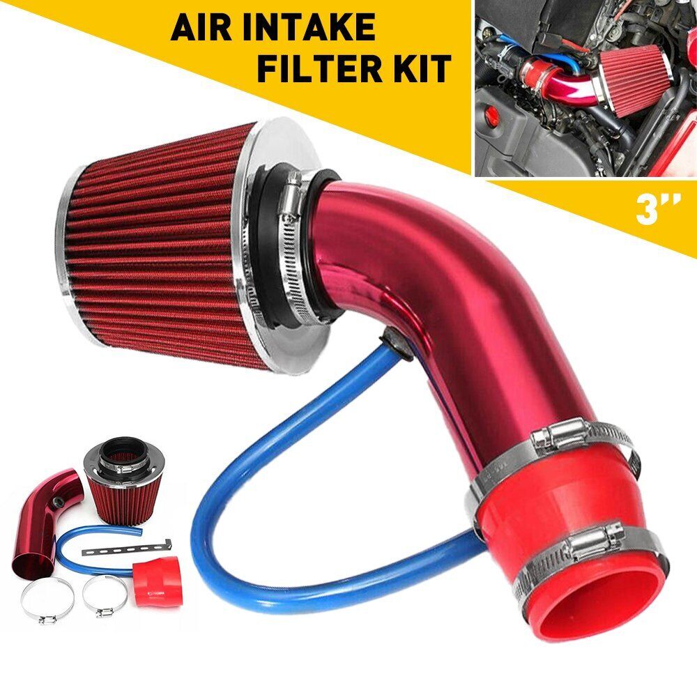 Cold Air System Kit+RED Intake Filter Power Induction Hose Flow System NEW