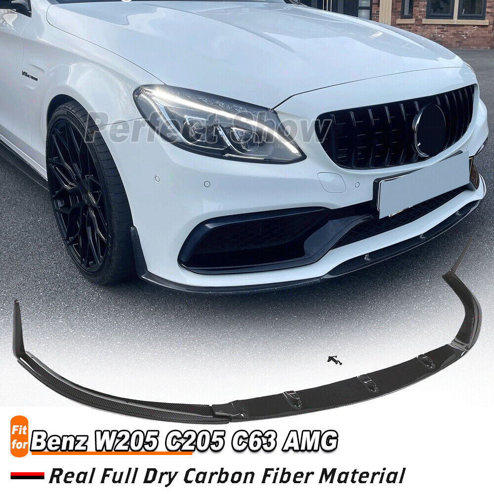 Real Carbon Front Bumper Lip for Mercedes-Benz W205 C205 Coupe C63 AMG 2015-2018