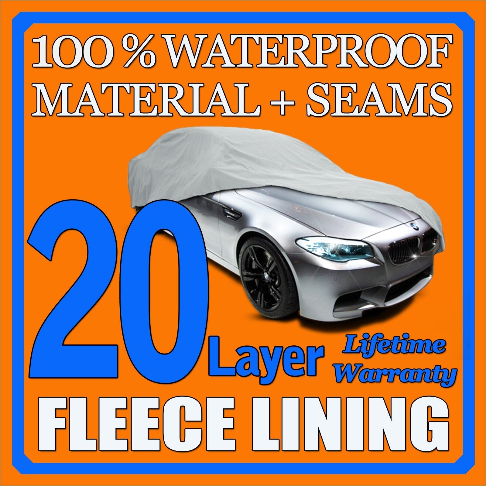 20 Layer Car Cover Waterproof Layers Outdoor Indoor Fleece Lining Sia17