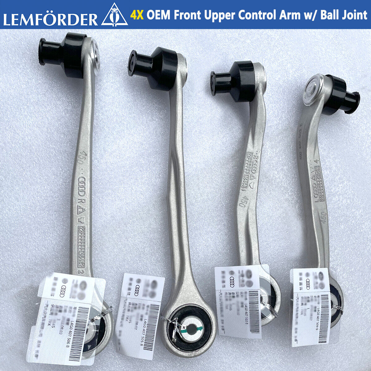 4x Lemforder Front Upper Suspension Control Arm Kit OEM for Audi S6 A6 Quattro