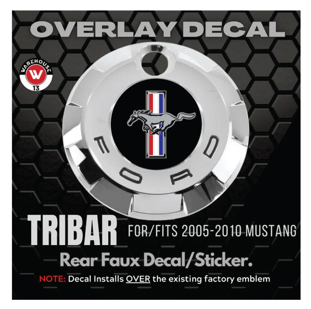 FITS Ford Mustang 2005-2009 Overlay Decal Logo TRIBAR BLACK/GRAY REAR