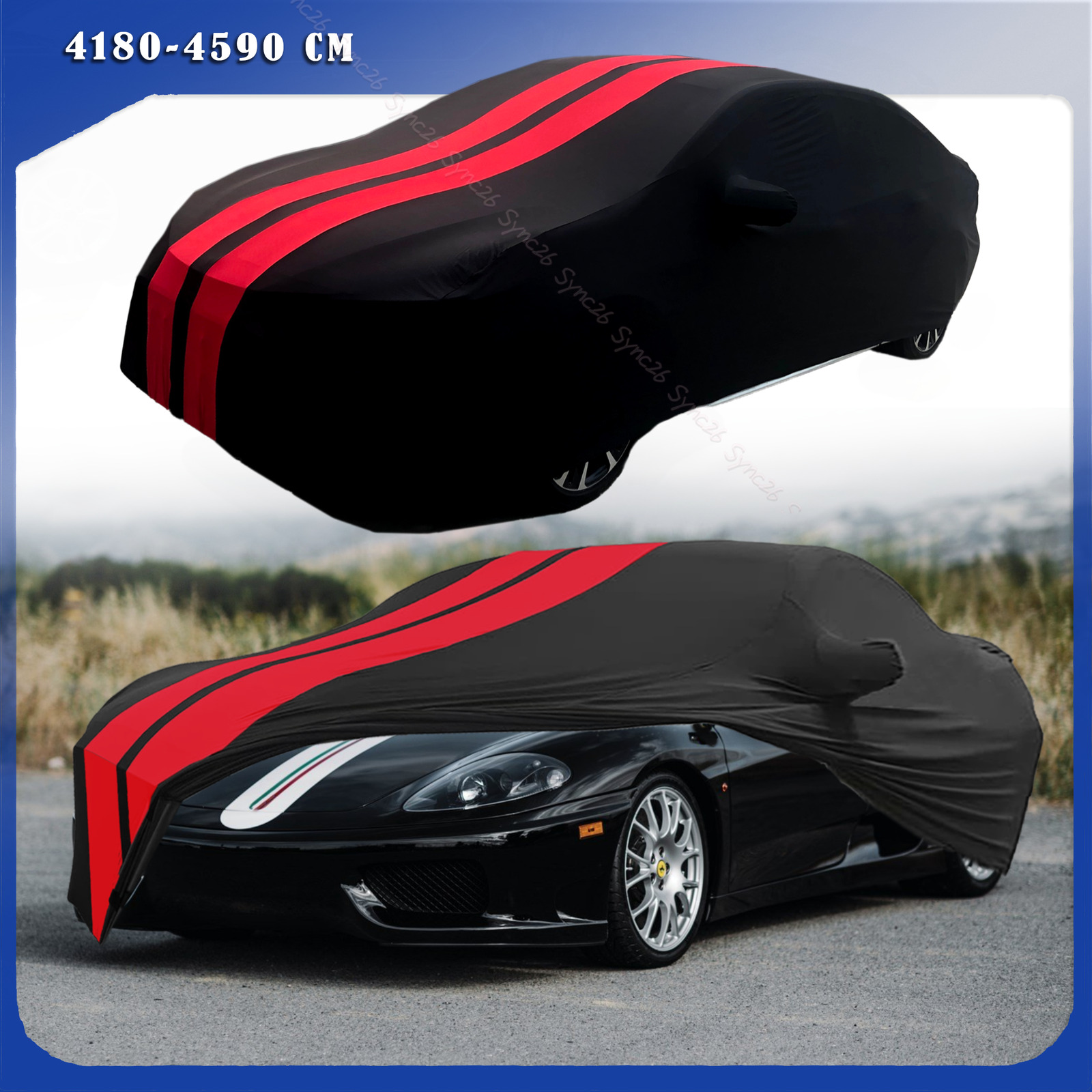 Red/Black Indoor Car Cover Stain Stretch Dustproof For Ferrari 348 360 458
