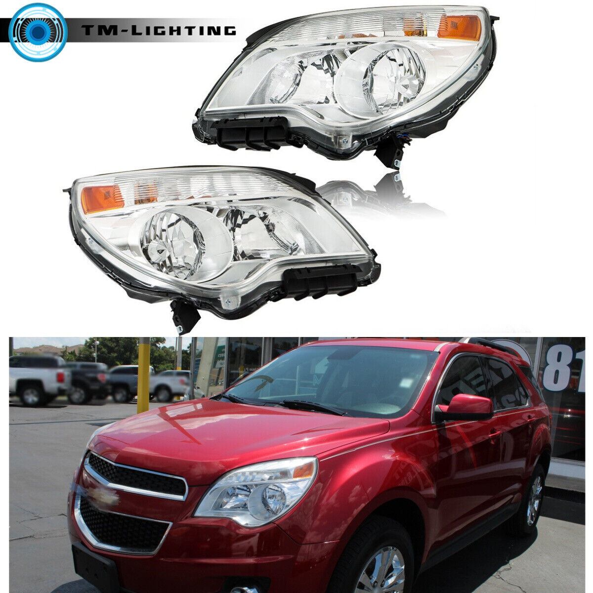 Headlights For 2011 2012 2013 14 15 Chevy Equinox Left&Right Side Halogen Chrome