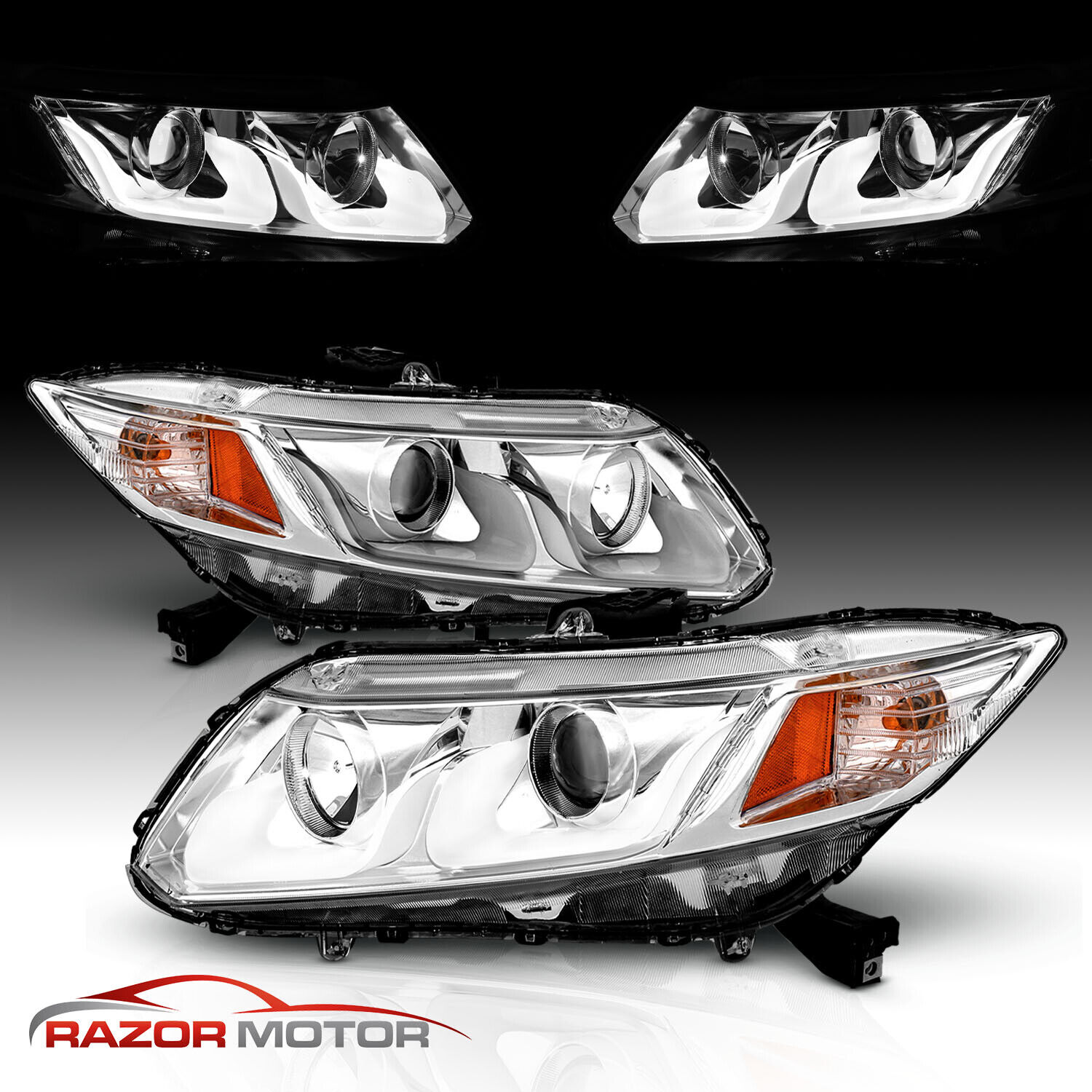 [U Style LED]For 2012 2013 2014 2015 Honda Civic 2/4Dr Projector Headlights Pair