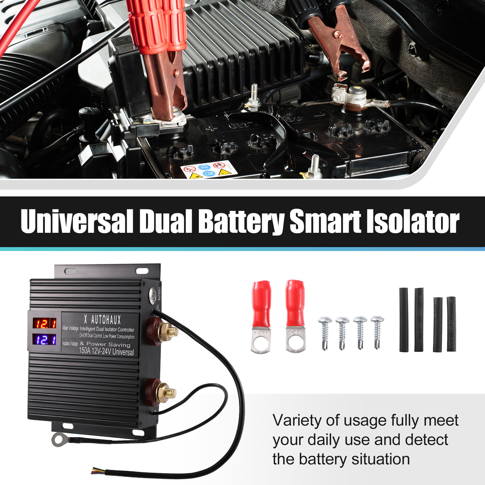 12V/24V 150Amp Universal Dual Battery Smart Isolator Controller for Car Truck