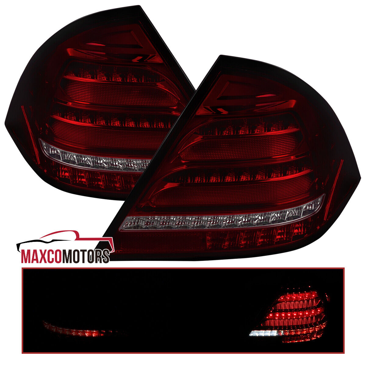 Red/Smoke Tail Lights Fits 2001-2004 Mercedes-Benz W203 C-Class LED Sequential