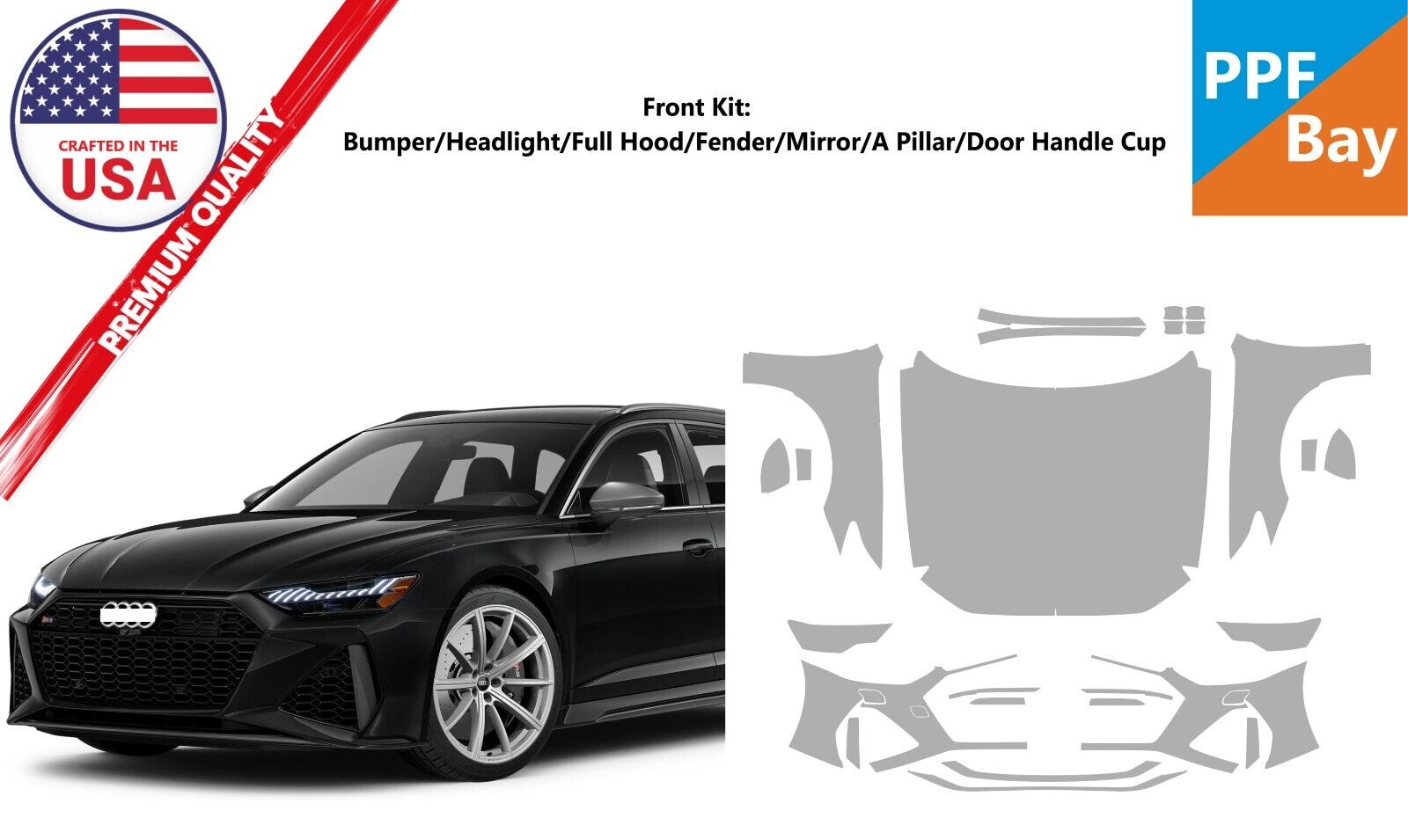 For Audi RS 6 Avant 2021-2024 Front Paint Protection Film PreCut Kit PPF