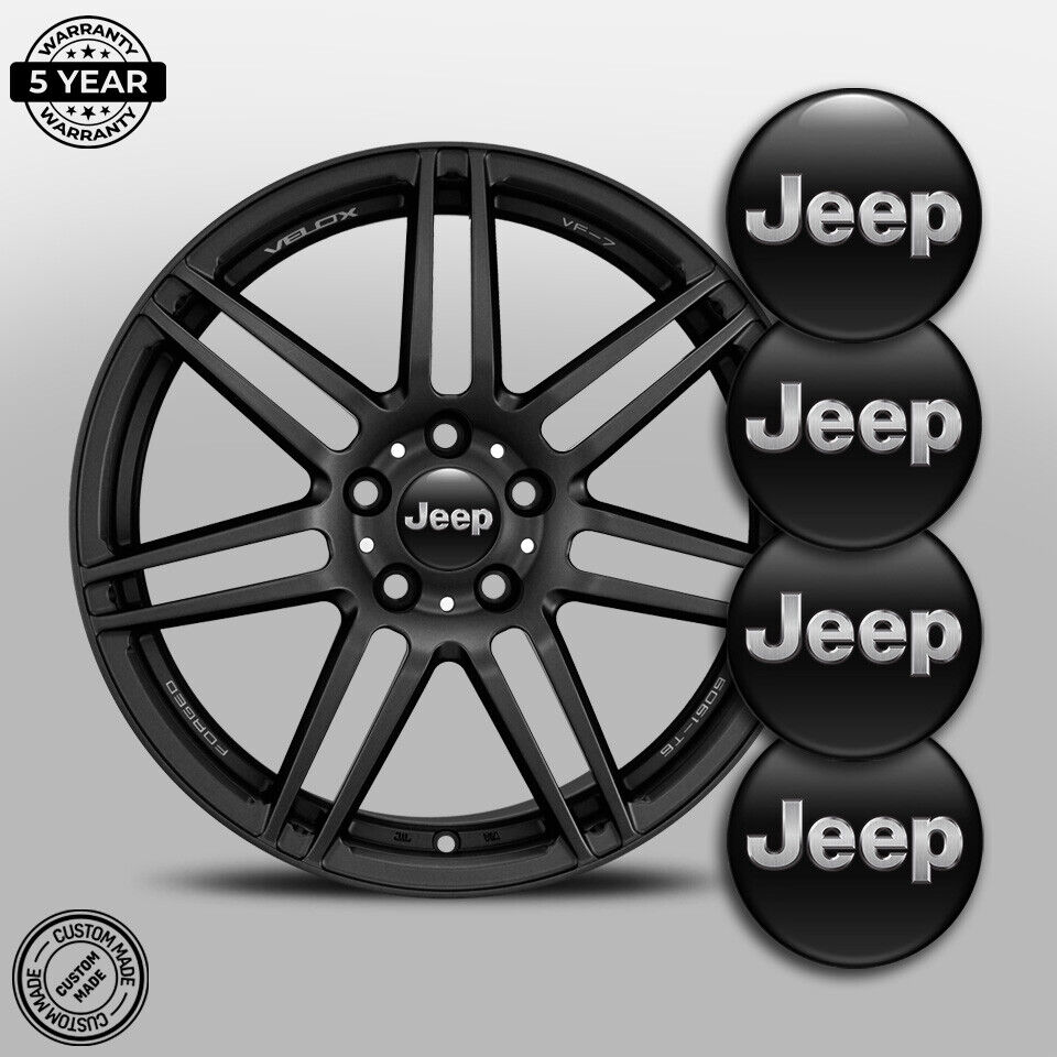 4x 3D Gel Silicone Center Wheel Caps Stickers Jeep Decals Rims Logo