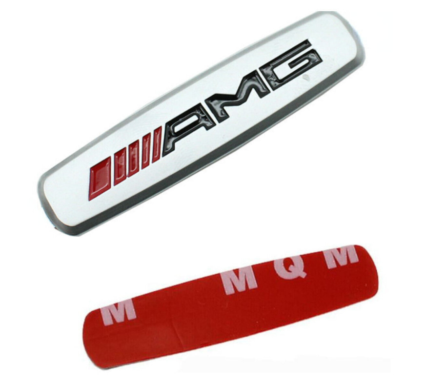 2PC For Mercedes BENZ AMG Emblems Car Front Rear Seat Tuning Badges Decal Silver