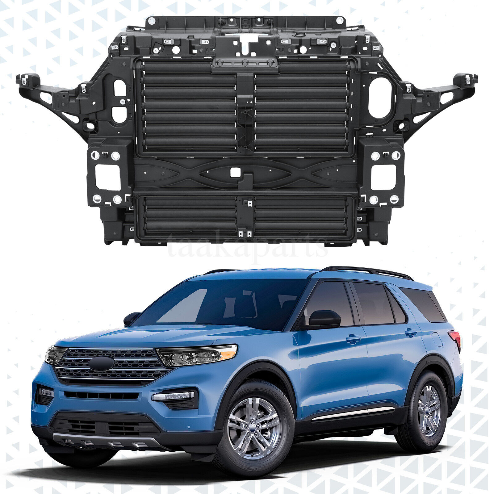 Front Radiator Support Panel Air Shutter Grille For 2020 2021-2023 Ford Explorer