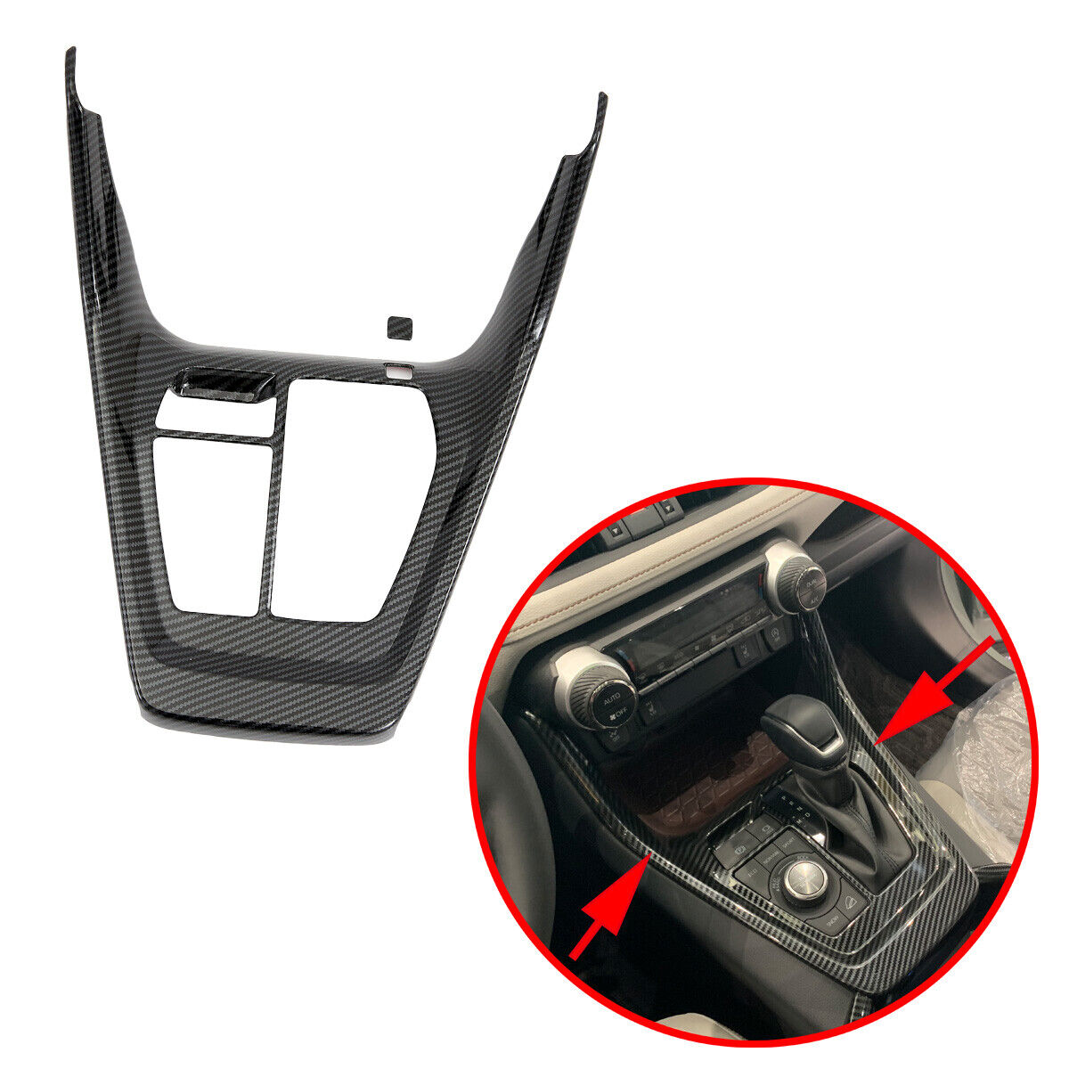 Carbon Fiber Gear Shift Shifter Panel Console Cover Trim For Toyota RAV4 2019-23