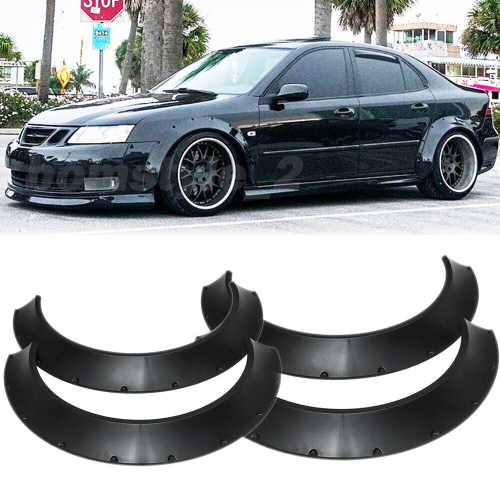 Black CONCAVE Fender Flares Extension Extra Wide Body Kit For Saab 9-3 1999-2001