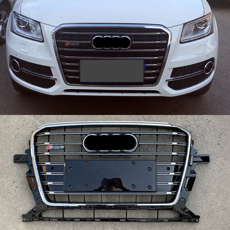 SQ5 Style Chrome Ring Strip Front Bumper Grille For Audi Q5 SQ5 2013-2018