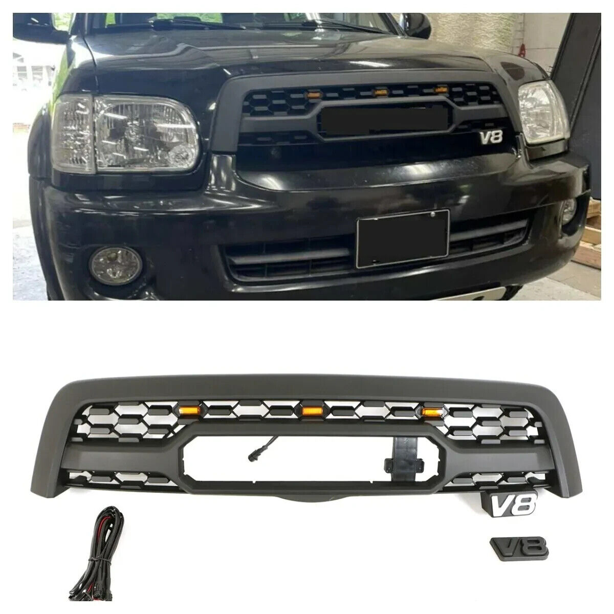 For 2005-2007 Toyota Sequoia Black Front grille Auto parts ABS radiator