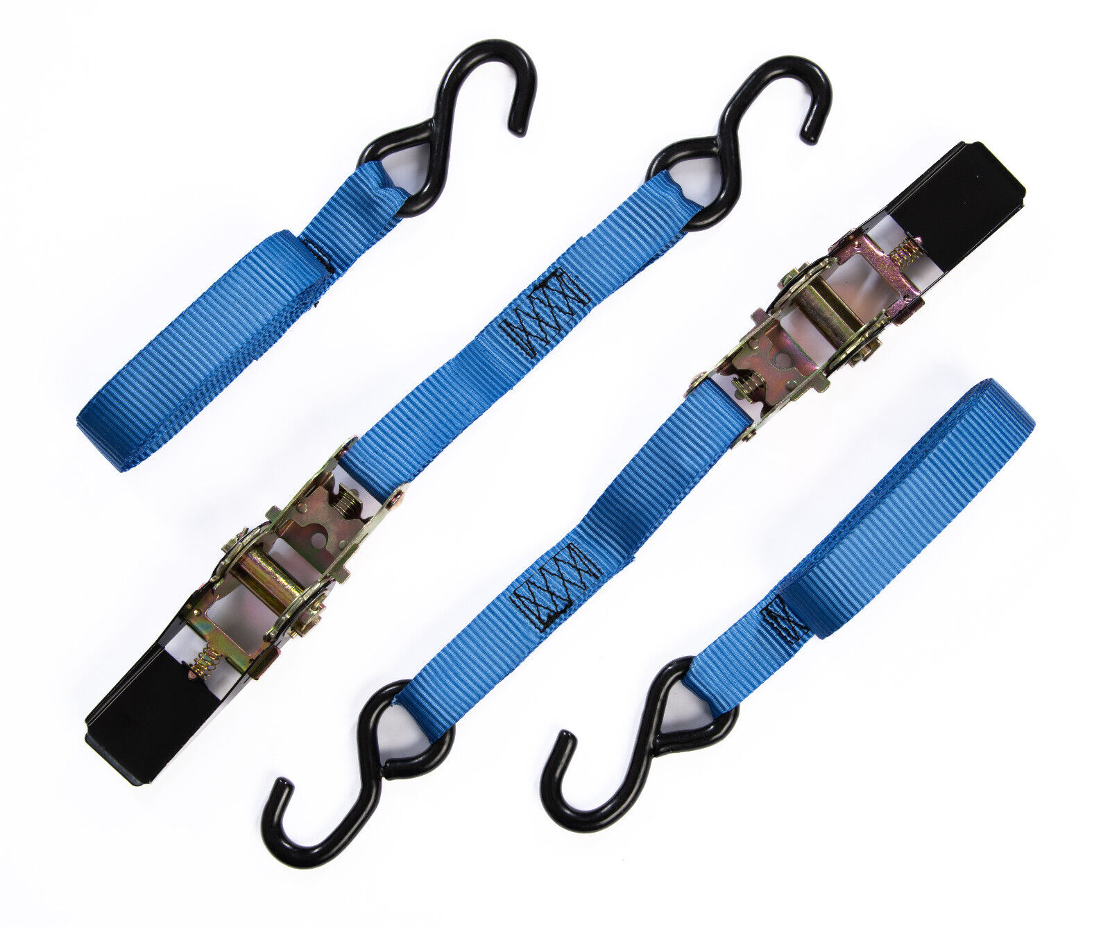 2 Pack Ratchet Tie Down Motorcycle Strap 1 in x 10 ft 1300lbs 1x10 600Kg Blue