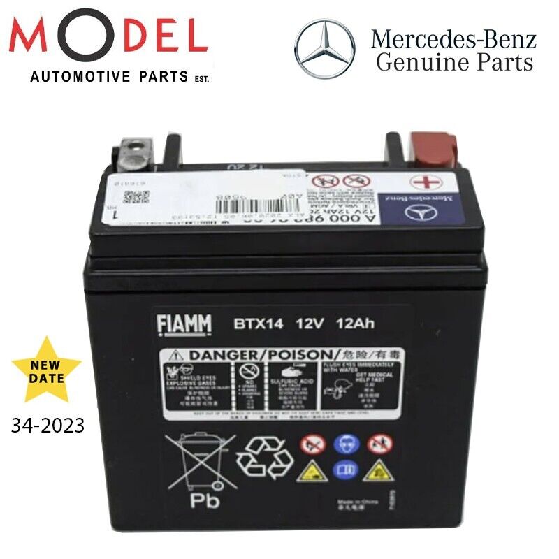 Mercedes-Benz Genuine Auxiliary Battery 12V 12Ah 200A A0009829608 Original Part