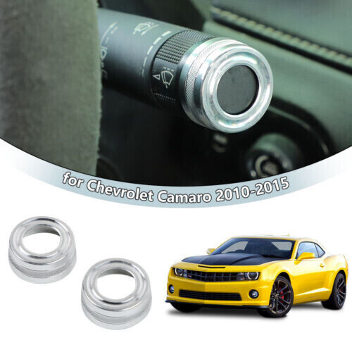 2pc Shift Pole Driving Lever Ring Cover Trim Silver For Chevrolet Camaro 2010-15