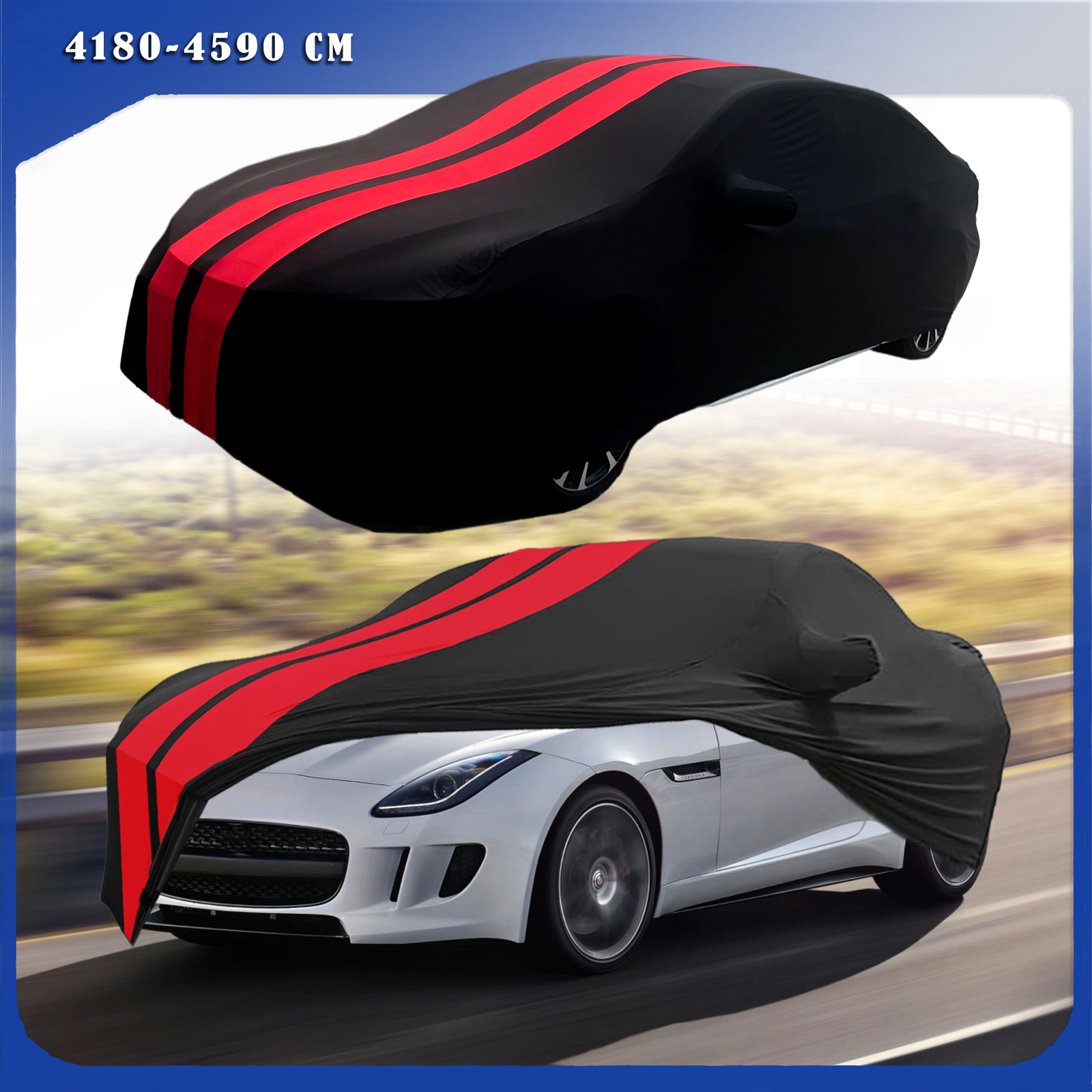 For Jaguar  F-TYPE Red/Black Full Car Cover Satin Stretch Indoor Dust Proof A+