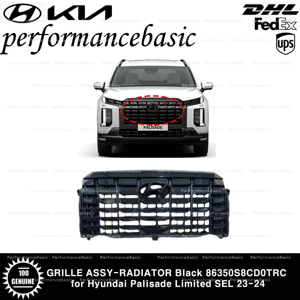 GRILLE ASSY-RADIATOR Black 86350S8CD0TRC for Hyundai Palisade Limited SEL 23-24