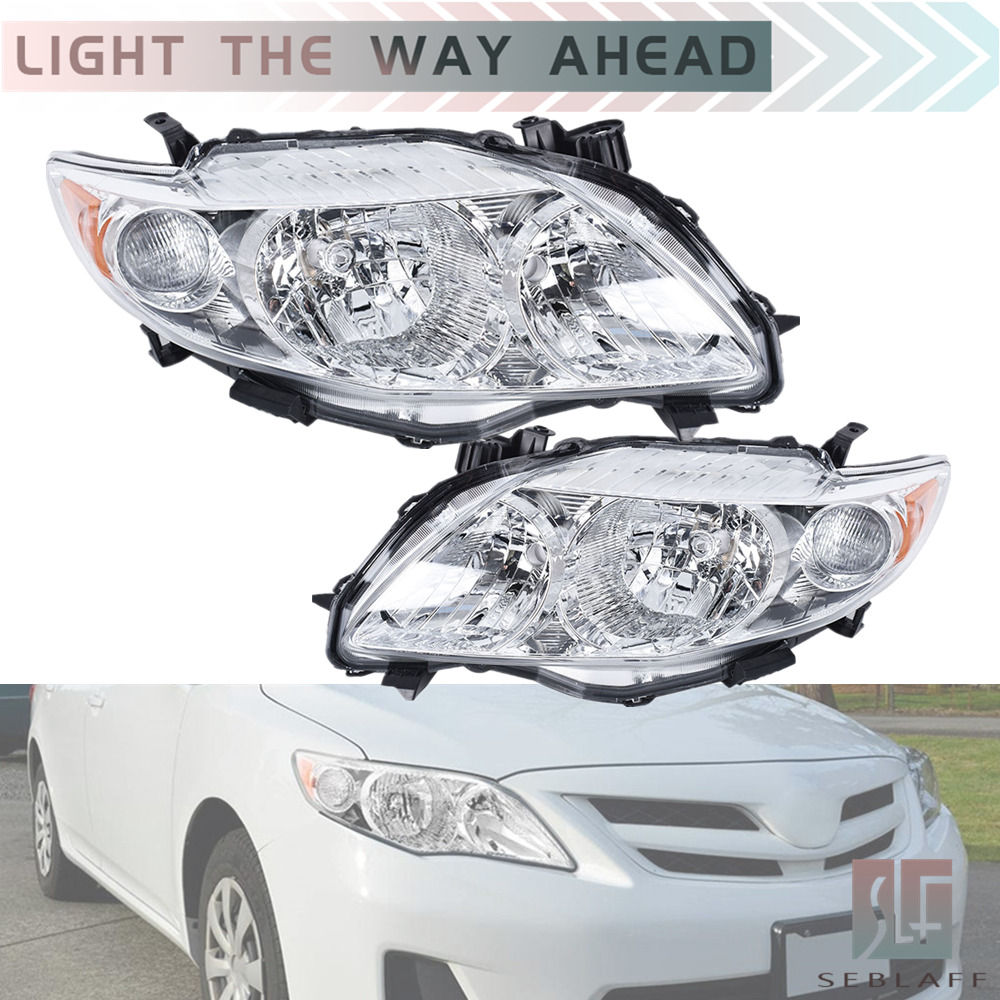For 2009-2010 Toyota Corolla Chrome Headlights Headlamps Halogen Left&Right Side