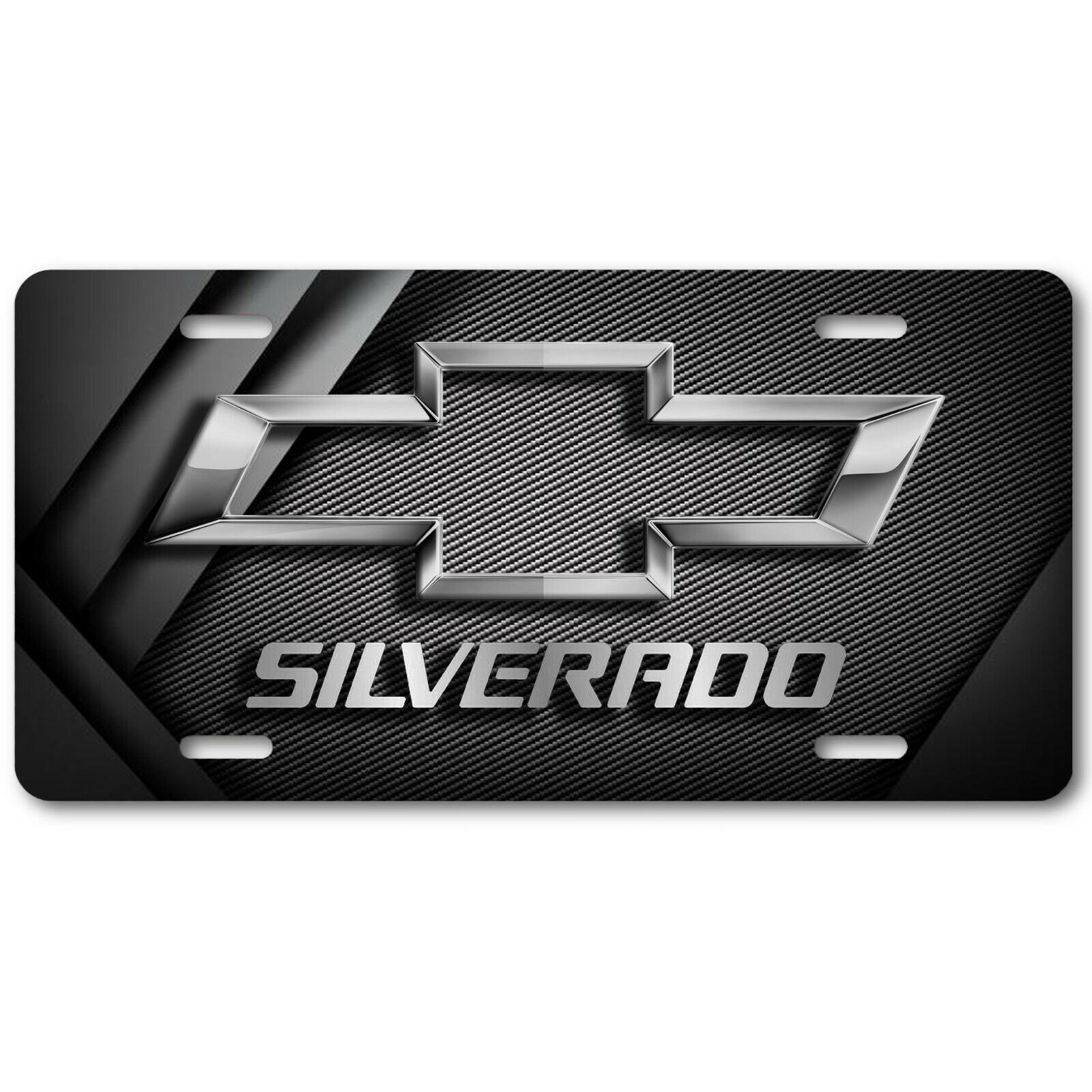 Chevy Inspired Chevrolet Silverado Bowtie Carbn-fiber Aluminum License Plate Tag