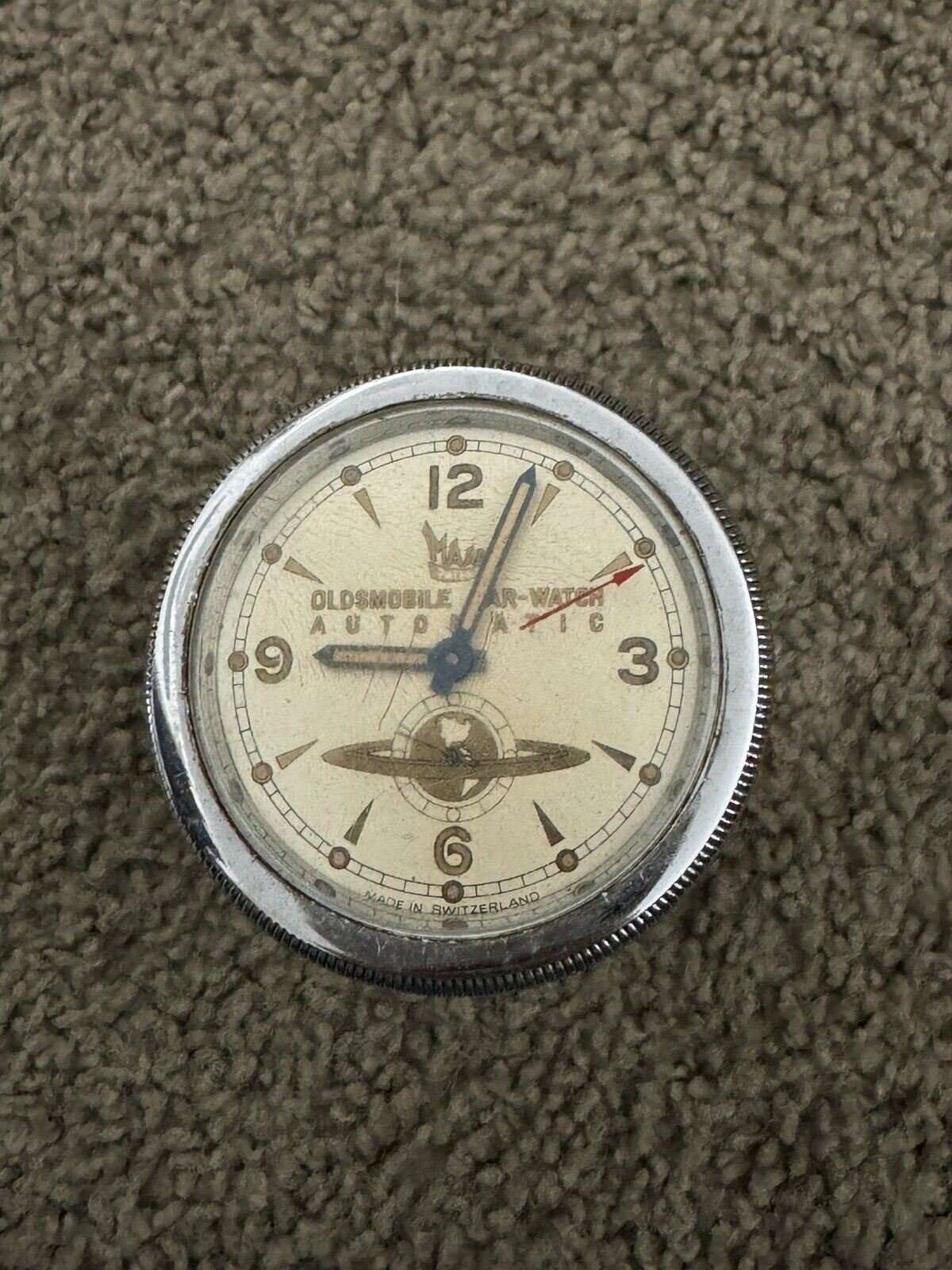 Vintage Oldsmobile Automatic Car-Watch Steering Wheel Clock Aged Lens