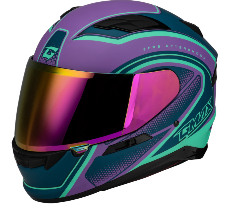 Gmax FF-98 Full Face Motorcycle Helmet Matte Purple Internal Sun Visor Adult MED